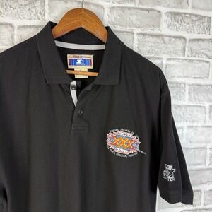 Vintage Starter Super Bowl XXX 1996 Polo Shirt Mens Large Black NFL Arizona 30